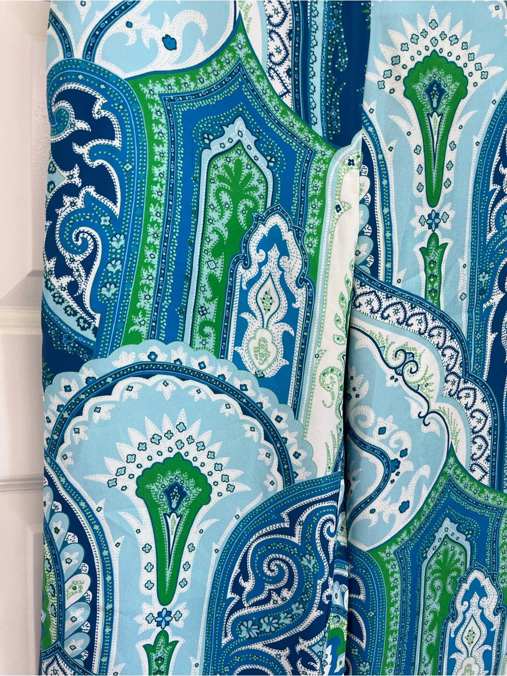 J. McLaughlin Silk Pants Blue Green Paisley Sz 8 Lined Flowy New - Picture 6 of 10